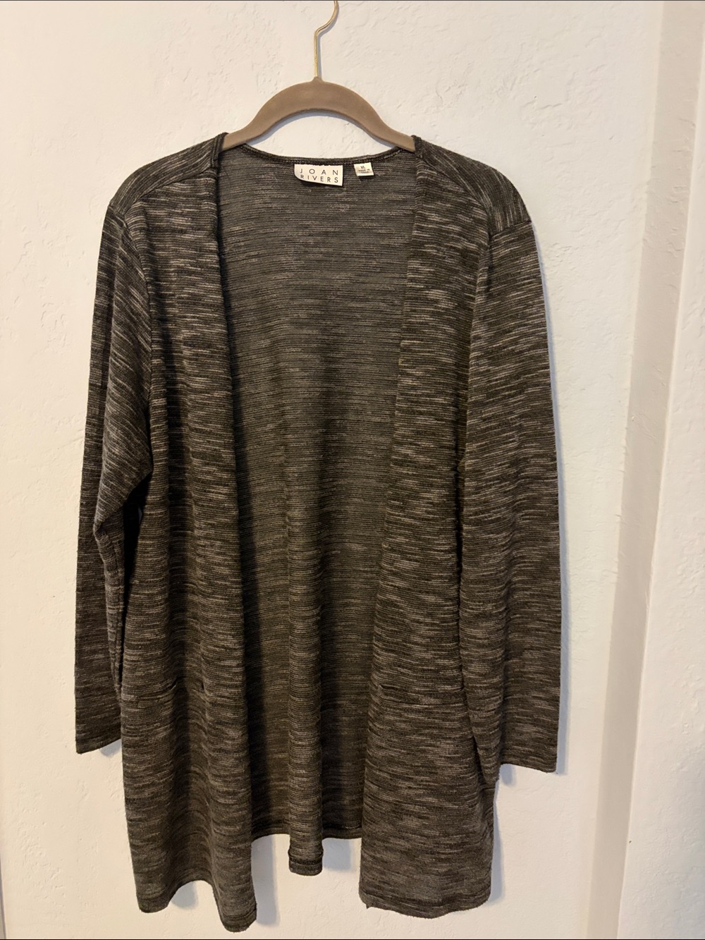 Joan Rivers Charcoal Marled Open-Front Cardigan